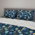 thumbnail image 2 of Rockets Comforter & Sham Bedding Set, Planets Travel Transport Galaxy Stars Spaceship, 3 pcs Duvet Set Microfiber Filling Quilt, 5 Sizes, Mustard Deep Sky Blue, by Ambesonne, 2 of 4