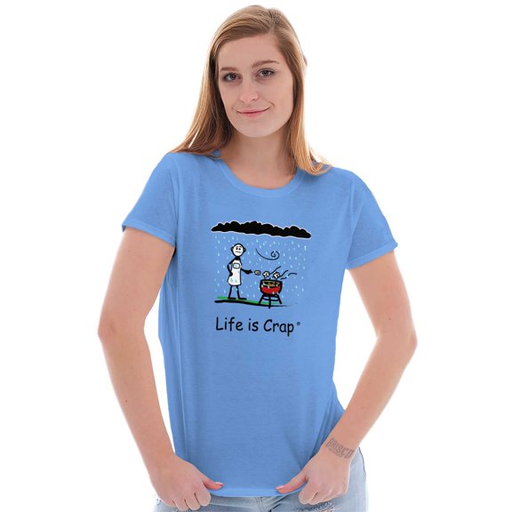 Rainy BBQ Grill Funny Windy Novelty Women's T Shirt Ladies Tee Brisco Brands S