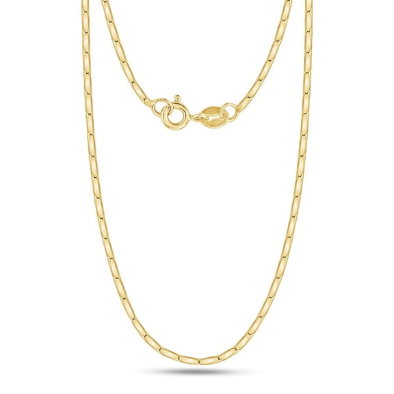 AFFY Bar link Chain Necklace for Women and Men Italian Crafted 0.60mm Chain 16 Inch 14K Yellow Gold Over 925 Sterling Silver with Spring Ring Clasp