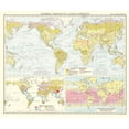 thumbnail image 2 of Bartholomew 23x20 Gold Ornate Wood Framed with Double Matting Museum Art Print Titled - Global Natural Vegetation Ocean Currents, 2 of 4
