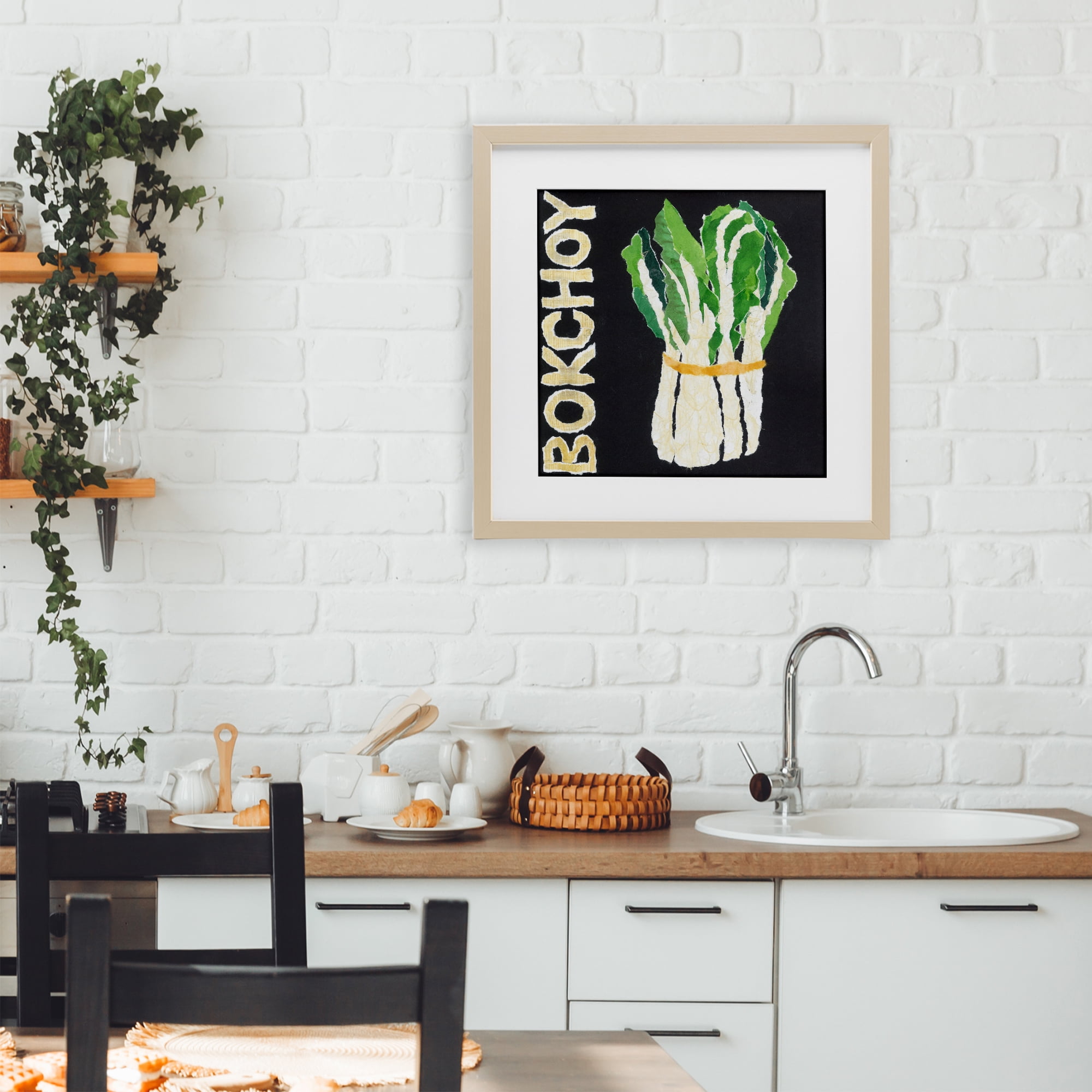 Stupell Industries Bok Choy Leafy Vegetable Birch Framed Print Under Glass, design by Nancy Overton