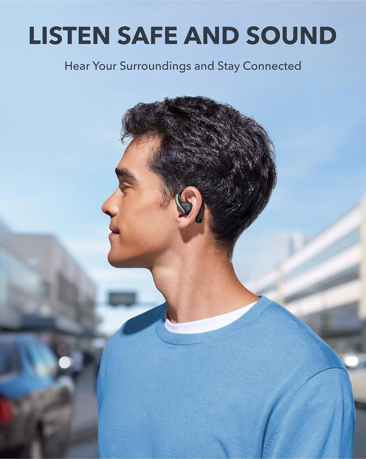 Soundcore by Anker, AeroFit Open-Ear Headphones, Ultra Comfort, Snug Fit, Ergonomic Ear Hook, Balanced Sound, IPX7 Waterproof, 42H Playtime, Bluetooth 5.3, App Control, Clear Calls, Wireless Earbuds