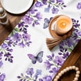 thumbnail image 3 of Purple Flowers Table Runner 120 Inches, Butterfly Spring Floral Watercolor Farmhouse Bed Runner Dresser Scarves Tabletop for Indoor Outdoor Parties/Ceremony/Banquet, 13"x 120", 3 of 8