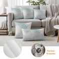 thumbnail image 6 of Aqua White Outdoor Waterproof Pillow Covers, Abstract Grey Chrysanthemum Flower Floral Decorative Rectangle Throw Pillowcase Sofa Cushion Sham for Patio/Couch/Chair, 20"x12" 2 Pack, 6 of 8