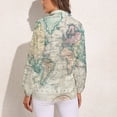 thumbnail image 3 of Earth Map Blouse Vintage Map of The World Kawaii Printed Blouses Women Street Fashion Shirt Summer Long-Sleeve Oversized Top, 3 of 7