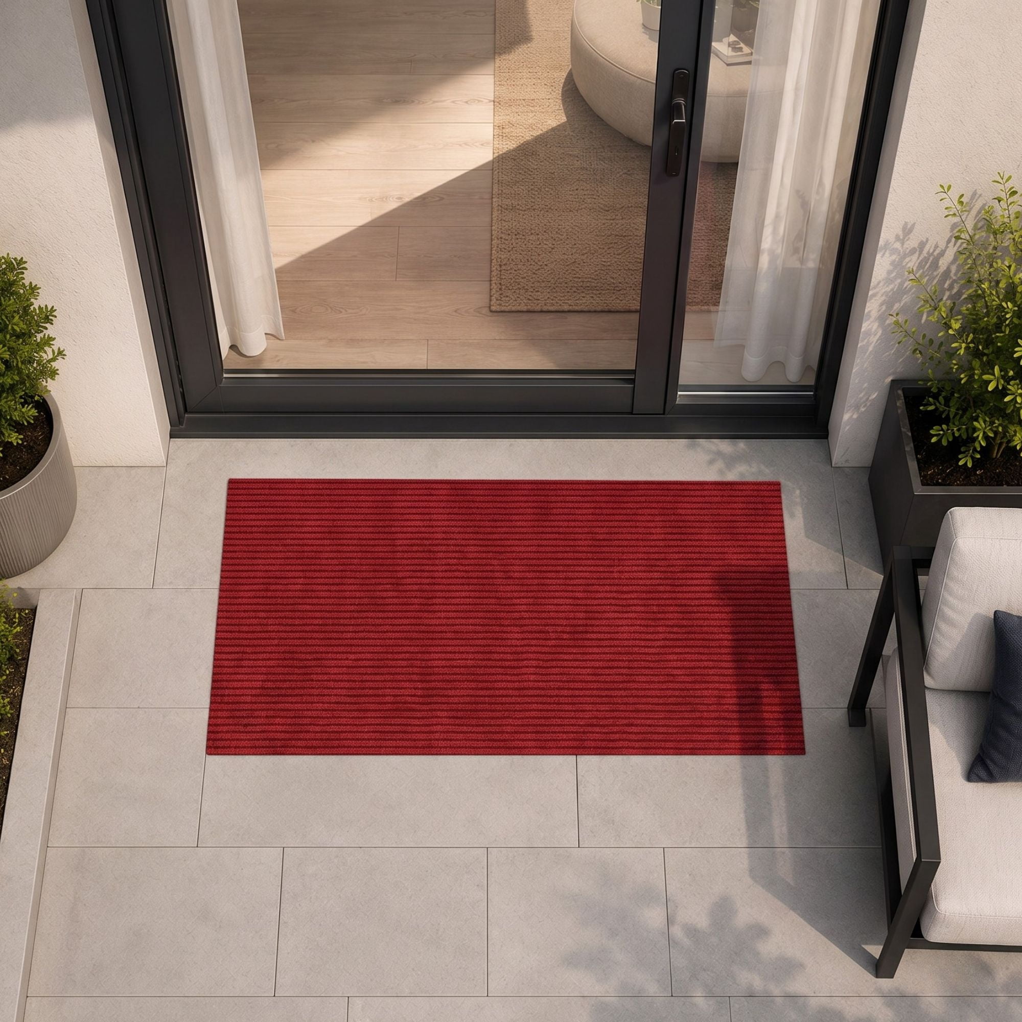 Ottomanson Non-Slip Hallway Runner Rug 2' x 55' Indoor/Outdoor Custom Size Utility Carpet for Garage, Red Ribbed