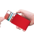 thumbnail image 3 of Portatarjetas antirrobo RFID de Aleación de aluminio Bling Bling Caja para tarjetas bancarias emergente automática Rojo, 3 of 9
