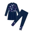 thumbnail image 6 of iiniim Girls 2Pcs Beach Surfing Bathing Suit Rashguard Swimsuit Kids Long Sleeve Swim Dress Pants Navy Blue 8, 6 of 7