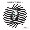 thumbnail image 3 of Placemats Set of 4 / 6, Watercolor Skull Placemats for Dining Table Indoor/Outdoors Heat Resistant Washable Placemats 18" x 12", 3 of 8