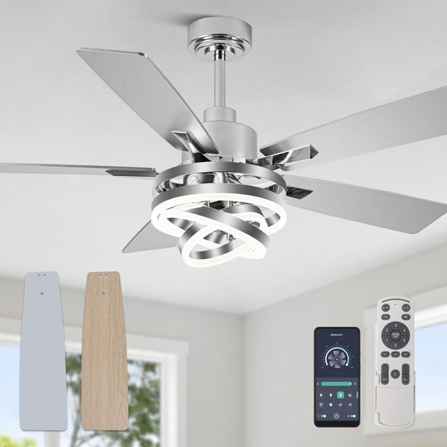 Ventilador de techo Curve Curio de 52" con luz LED regulable y motor DC de 6 velocidades