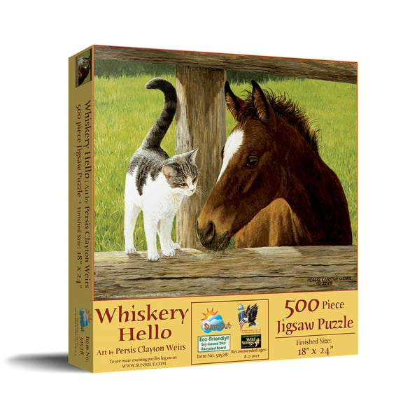 SUNSOUT INC - A Whiskery Hello - 500 pc Jigsaw Puzzle by Artist: Persis Clayton Weirs - Finished Size 18" x 24" - MPN# 51528