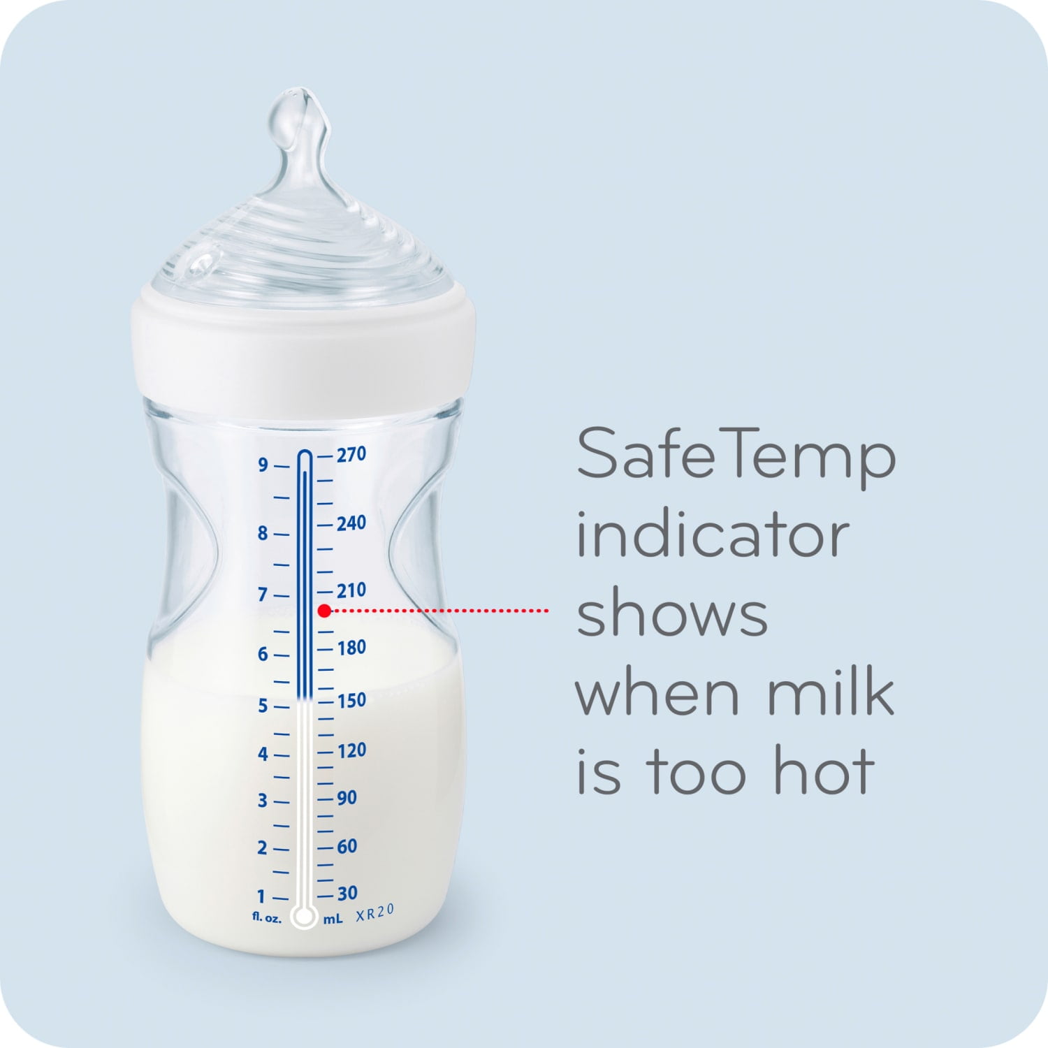 NUK Simply Natural Bottle with SafeTemp, 9 oz, 2 Pack, 1+ Months