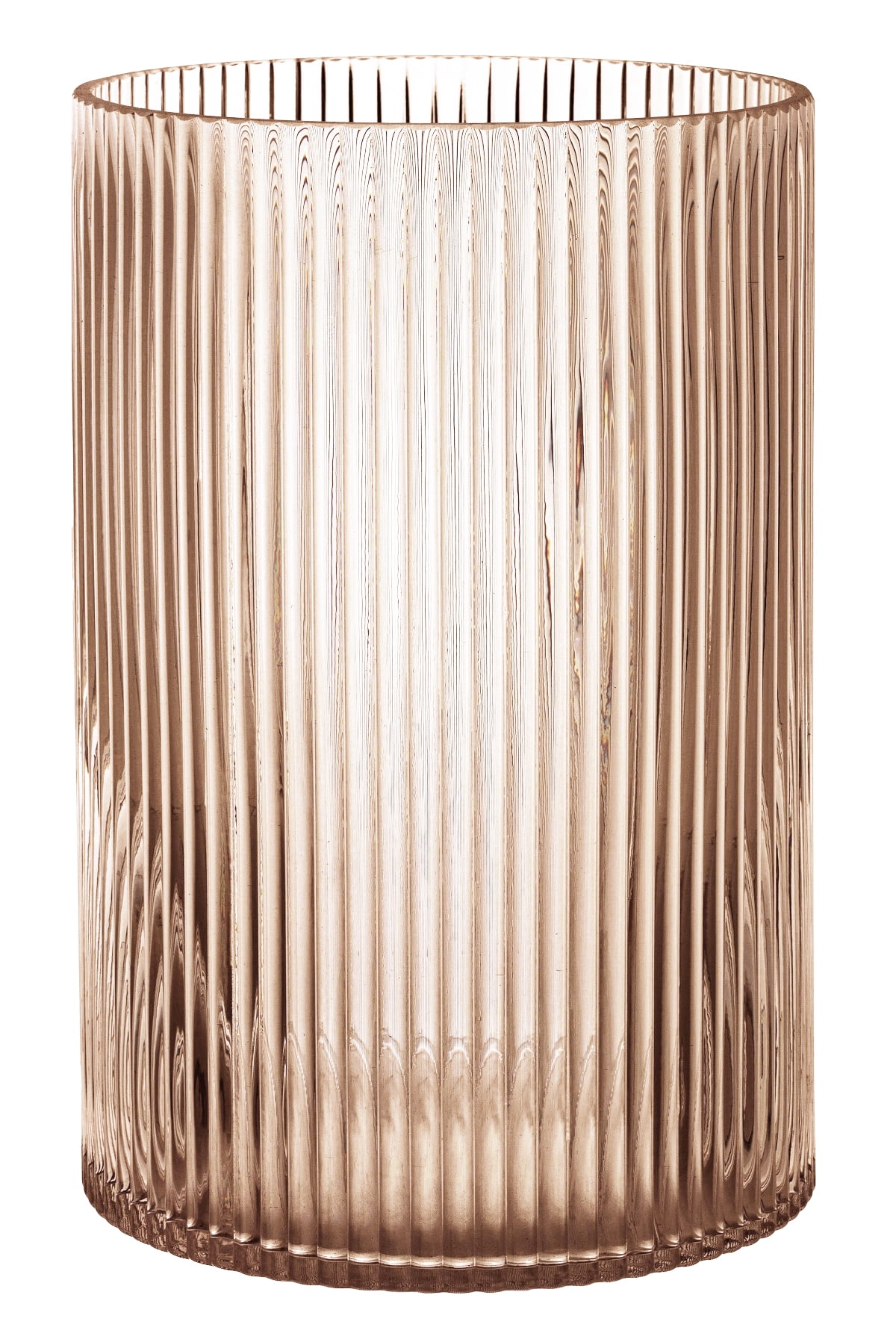 Better Homes & Gardens Amber Glass Ribbed Hurricane Candleholder, 8", Large