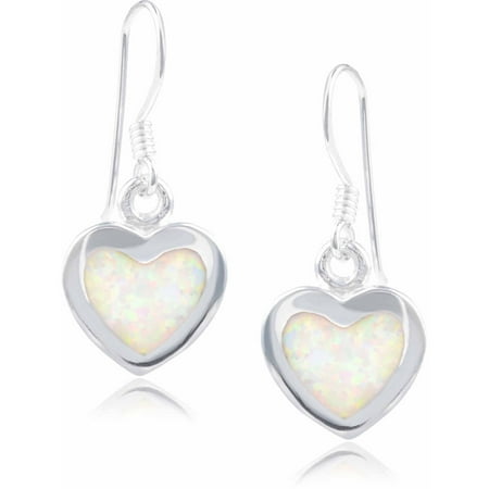 Brinley Co. Women's Opal Sterling Silver Heart Dangle Earrings, White