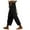 Black, variant on Women's Solid Color Elastic Waist Loose Side Button Decoration Versatile Nine Point Casual Pants Teacher Work Clothes