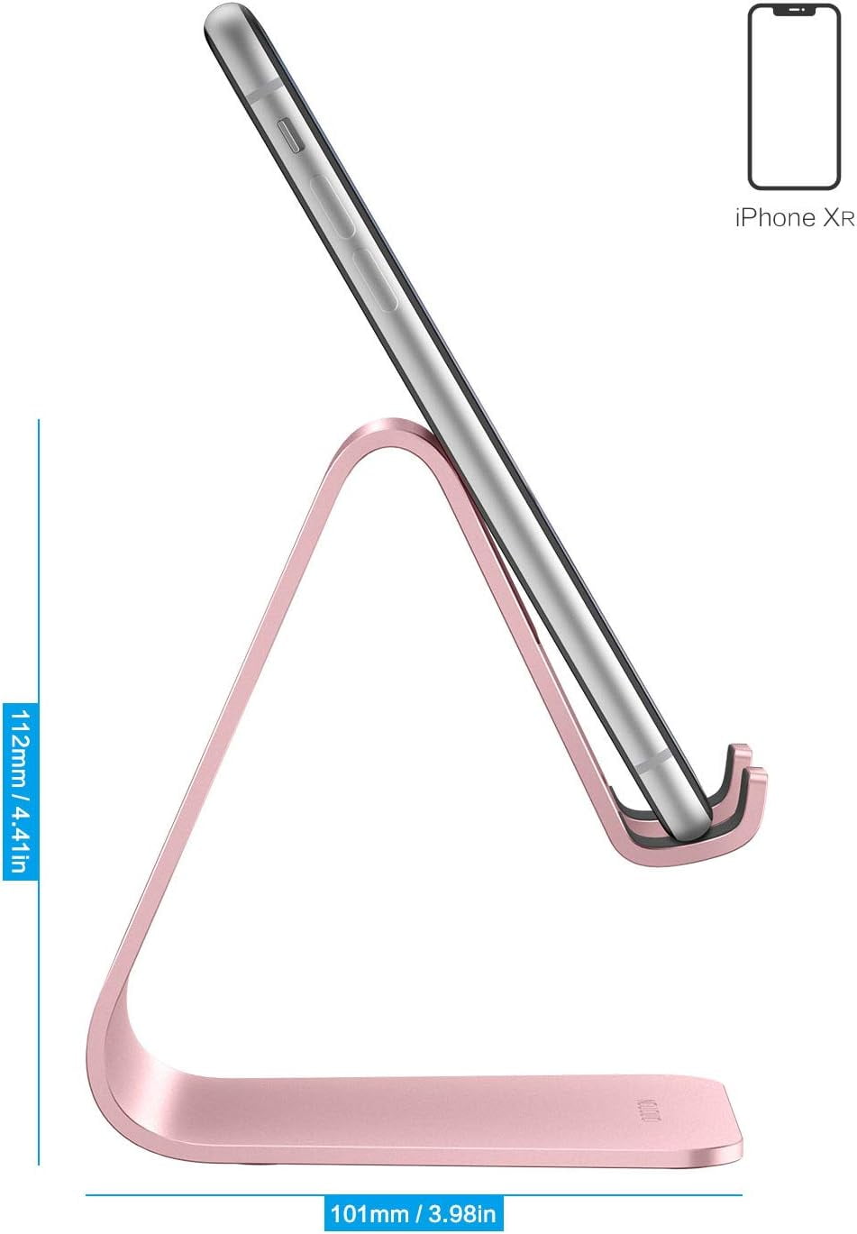 Upgraded Aluminum Cell Phone Stand for Desk, C1 Durable Cellphone Dock with Protective Pads, Smart Stand Designed for iPhone16, 15/14/13/12 Pro Max XR XS, iPad Mini, Android Phones,Rose Gold