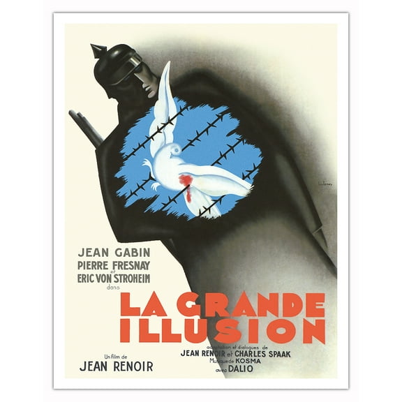 The Grand Illusion - Directed by Jean Renoir - Vintage French Film Movie Poster c.1937 - Fine Art Matte Paper Print (Unframed) 11x14in
