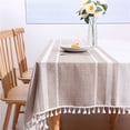 thumbnail image 2 of Mantel Rectangular resistente a las arrugas, impermeable, lavable, cubierta de mesa de granja con borlas, 2 of 5