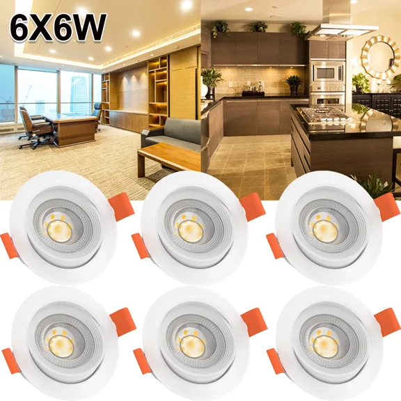 6X 6W Led Downlight Spot Panel Light Recessed Ceiling Lamp Round Neutral White