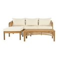 thumbnail image 2 of Christopher Knight Home 3-Piece Outdoor Rattan Sectional Sofa Set with Coffee Table, Beige Cushions, Teak Finish, 2 of 8