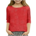 thumbnail image 2 of Cethrio Girls Long Sleeve Tops, Crew Neck Party Pullover Dancing Sequin Clothes Red Size 7-8, 2 of 6