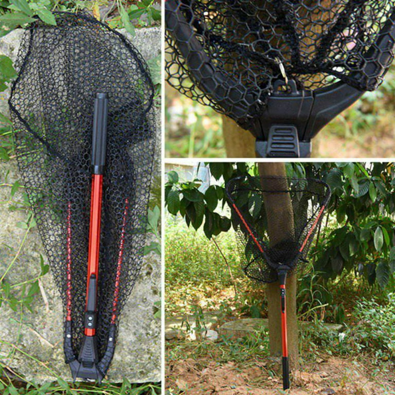 Portable Fishing Net Fish Landing Net, Foldable Collapsible Telescopic Pole Handle, Durable Nylon Material Mesh, Safe Fish Catching or Releasing, Size