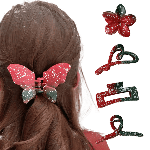 Yoyauz Christmas Hair Clip For Women, Christmas Tree Snowman Santa Claus Winter Strong Grip Clip, Suitable For Thick And Fine Hair Acrylic Hair Clip