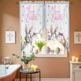 thumbnail image 6 of Happy Easter Swag Valance Curtains Watercolor Rabbits Chicken Eggs Floral Colored Plaid Rod Pocket Swag Curtains Small Window Treatments for Kitchen Bathroom Bedroom 36" W x 45" L, 2 Panels, 6 of 9