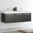 thumbnail image 2 of Fresca Fcb8093-D-I Vista 59" Wall Mounted Double Basin Vanity Set - Black, 2 of 5