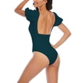 thumbnail image 2 of One Piece Swimsuits for Women Tummy Control Short Sleeve Puff Sleeve Backless Sexy Swimwear, 2 of 4