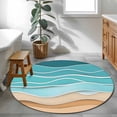 thumbnail image 4 of Turquoise Ripple Area Rug, Turquoise Gradient Washable Large Circle Carpet, Non Slip Round Rug for Living Room/Bedroom/Dining Room/Home Office/Dorm, 4 of 9