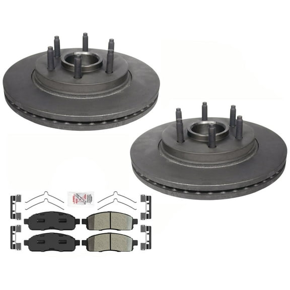 Fits 2004-08 Ford F150 2 Wheel Drive Front Hub Bearing Brake Rotors & Brake Pads