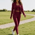 thumbnail image 6 of 3-Piece Women’s Workout Set Zip Jacket, Strappy Tank & High-Waist Pocket Leggings Stretchy Outfit, 6 of 7