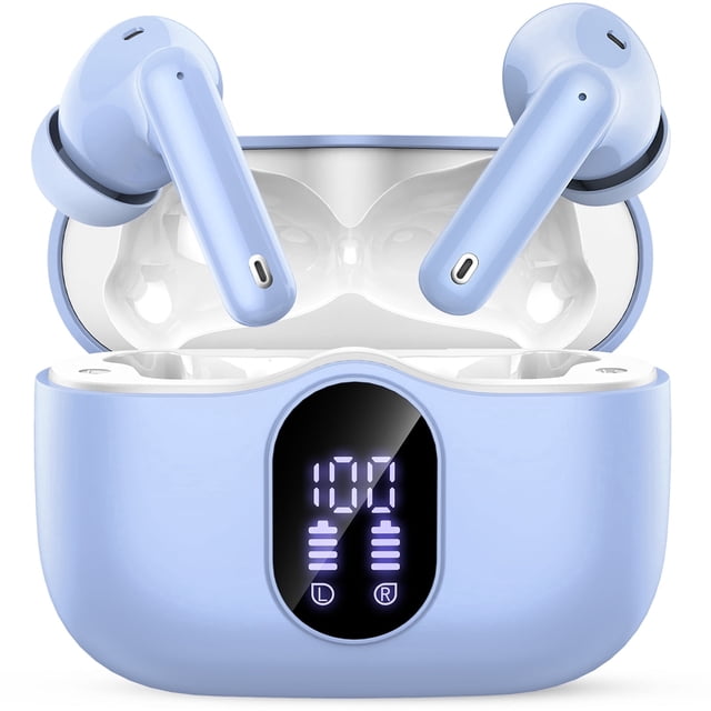 Audífonos Inalámbricos, Audífonos Bluetooth 5.4 Estéreo de Bajos, Audífonos con Micrófono con Cancelación de Ruido y Pantalla LED, 36H de Reproducción Audífonos Intrauditivos, Audífonos Deportivos Im