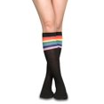 thumbnail image 3 of LAVRA Women's Pair of Colorful Rainbow Trimmed Knee High Black Socks, 3 of 4
