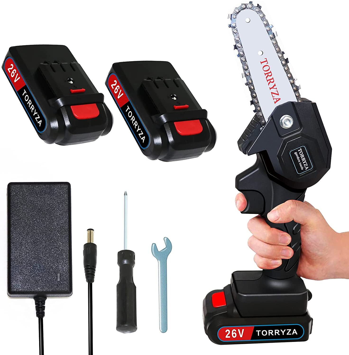 Mini Chainsaw TORRYZA 4-Inch Cordless Electric Portable Chainsaw with ...
