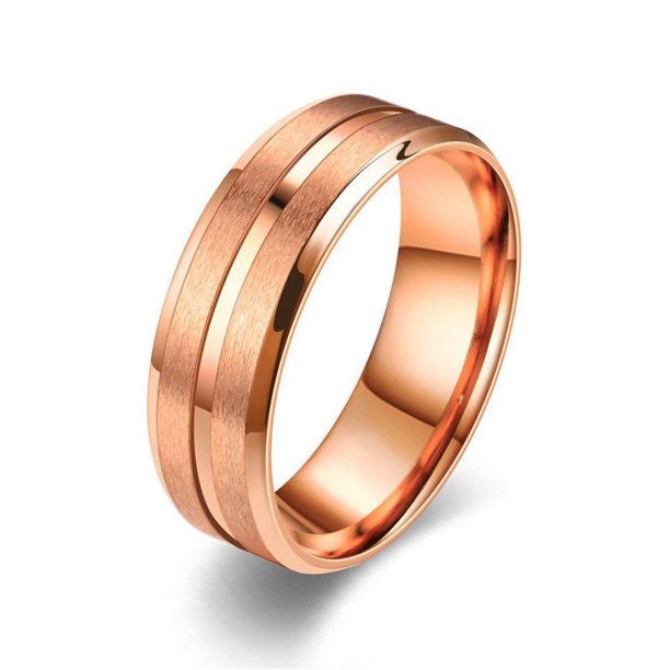 Anillo de acero inoxidable negro con borde biselado y ranura azul de 8mm para hombres y niños, joyería de hip hop, anillos de dedo cepillados dorados, Bague Homme 2025
