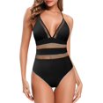 thumbnail image 1 of Halter Halter V-Cuello en V Una Pieza Traje de baño Bajo Baño Baño Atractivo Monokini Negro CH Negro CH Xishao ropa, 1 of 2