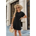 thumbnail image 5 of Womens Summer T Shirt Dress Casual Cap Sleeve Crewneck Loose Shift Mini Dresses Black XL, 5 of 9