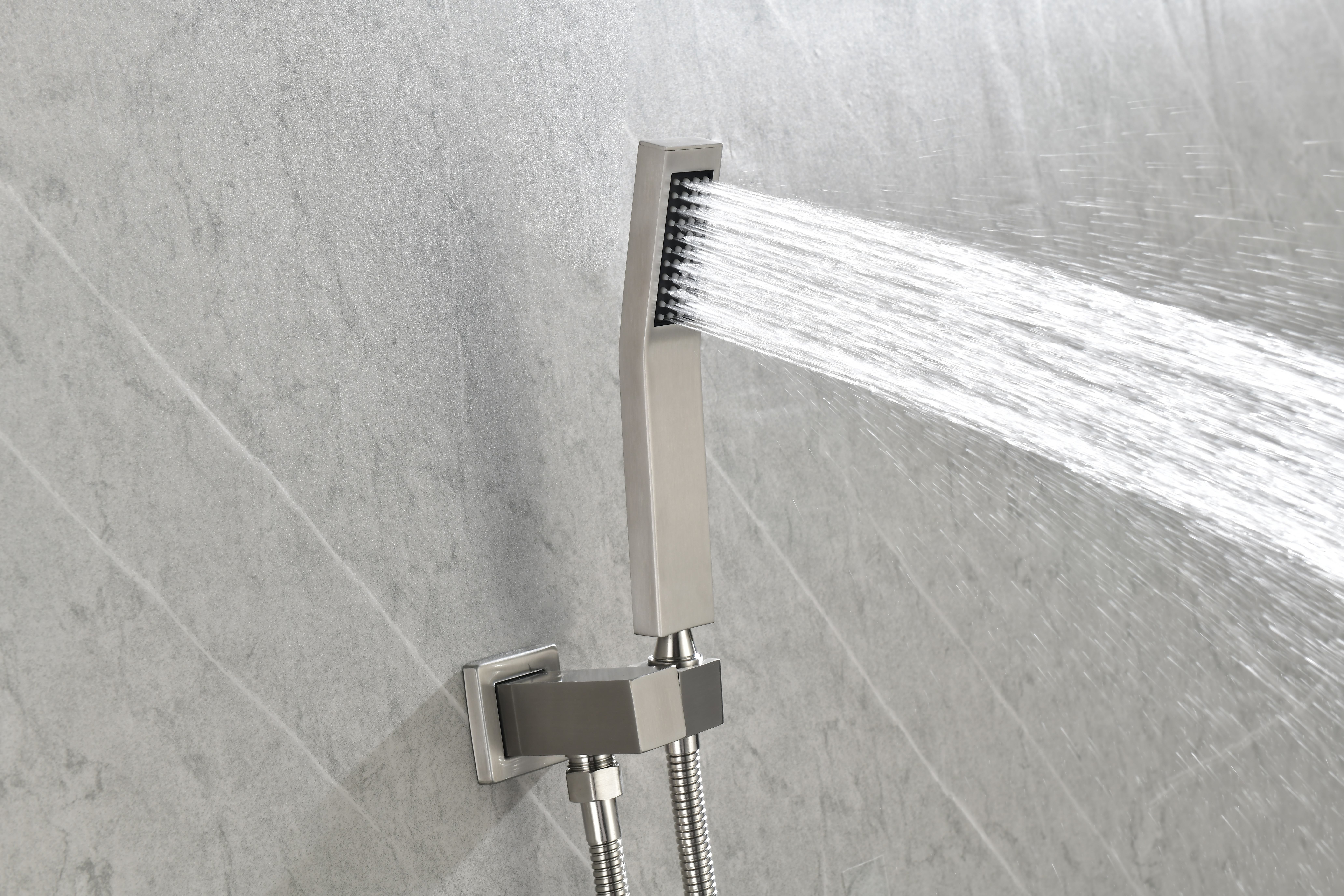12 Inch Square Rain Shower Head with Handheld Showerhead (Without control valve)