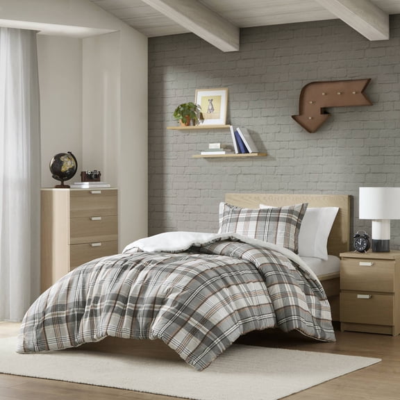 3 Piece Full/Queen Plaid Duvet Cover Set - Multi Color Polyester Bedding - Bedding Sets