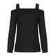 thumbnail image 5 of ICHUANYI Clearance Women's Cusal Round Neck Leaky Shoulder Long Sleeve Lightweight Sweatshirts Solid Color Hedging Tops(Black, M) ICHUANYI WER2023081201569, 5 of 5