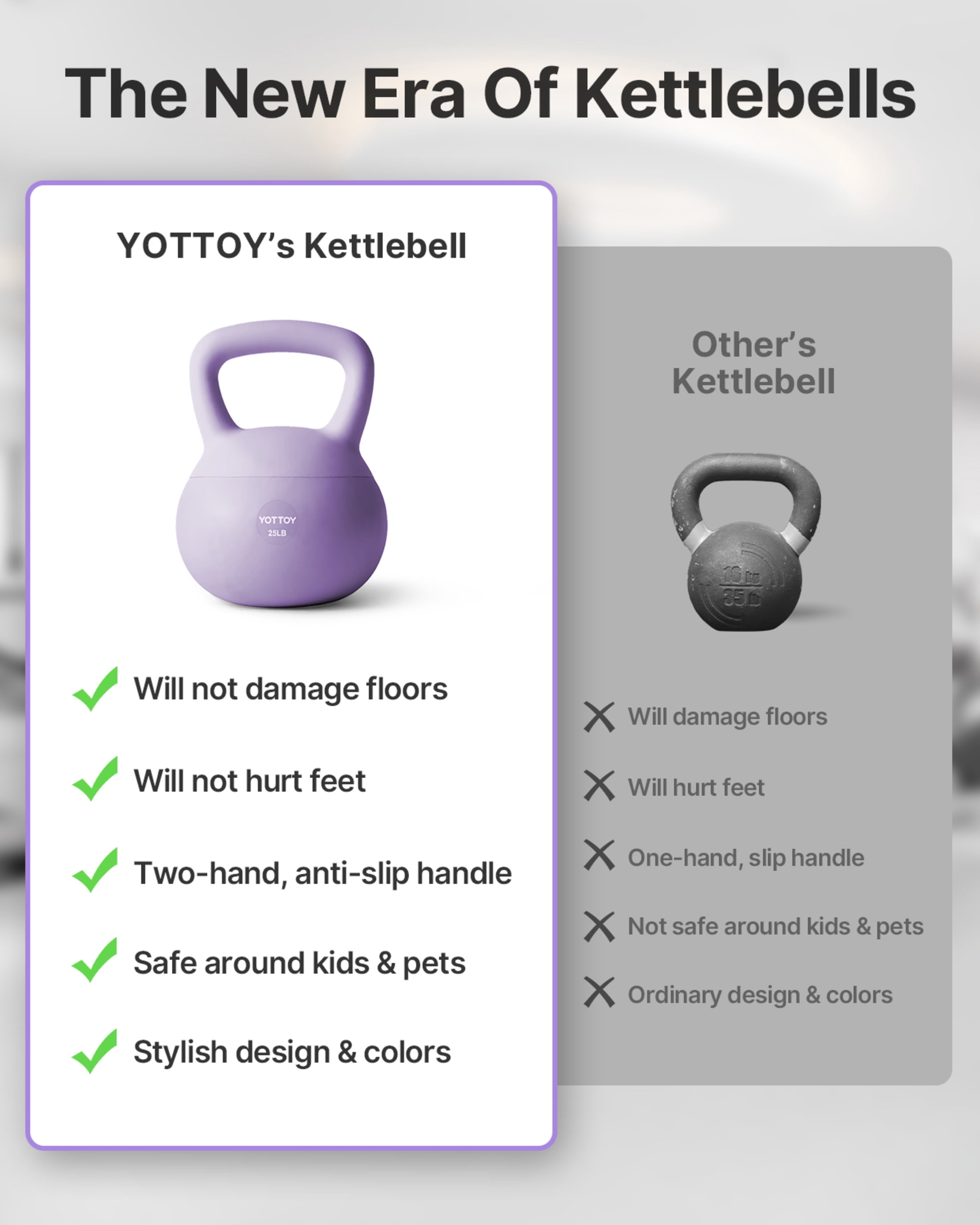 YOTTOY 20 lb Soft Kettlebell — Purple, Anti-Slip Grip,Weight for Home Workouts,Safety Guaranteed