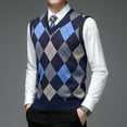 thumbnail image 5 of DHFJKG Sweater Vest Diamond Pattern Mens Knitted Layering Pullover V-Neck Sleeveless Vest Autumn Winter Comfort Jumper Tops, 5 of 7
