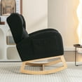 thumbnail image 3 of S-HOME Teddy Fabric Rocking Chair With Eucalyptus Legs, 38 Inches Deep, Ergonomic Backrest for Living Room, 3 of 11