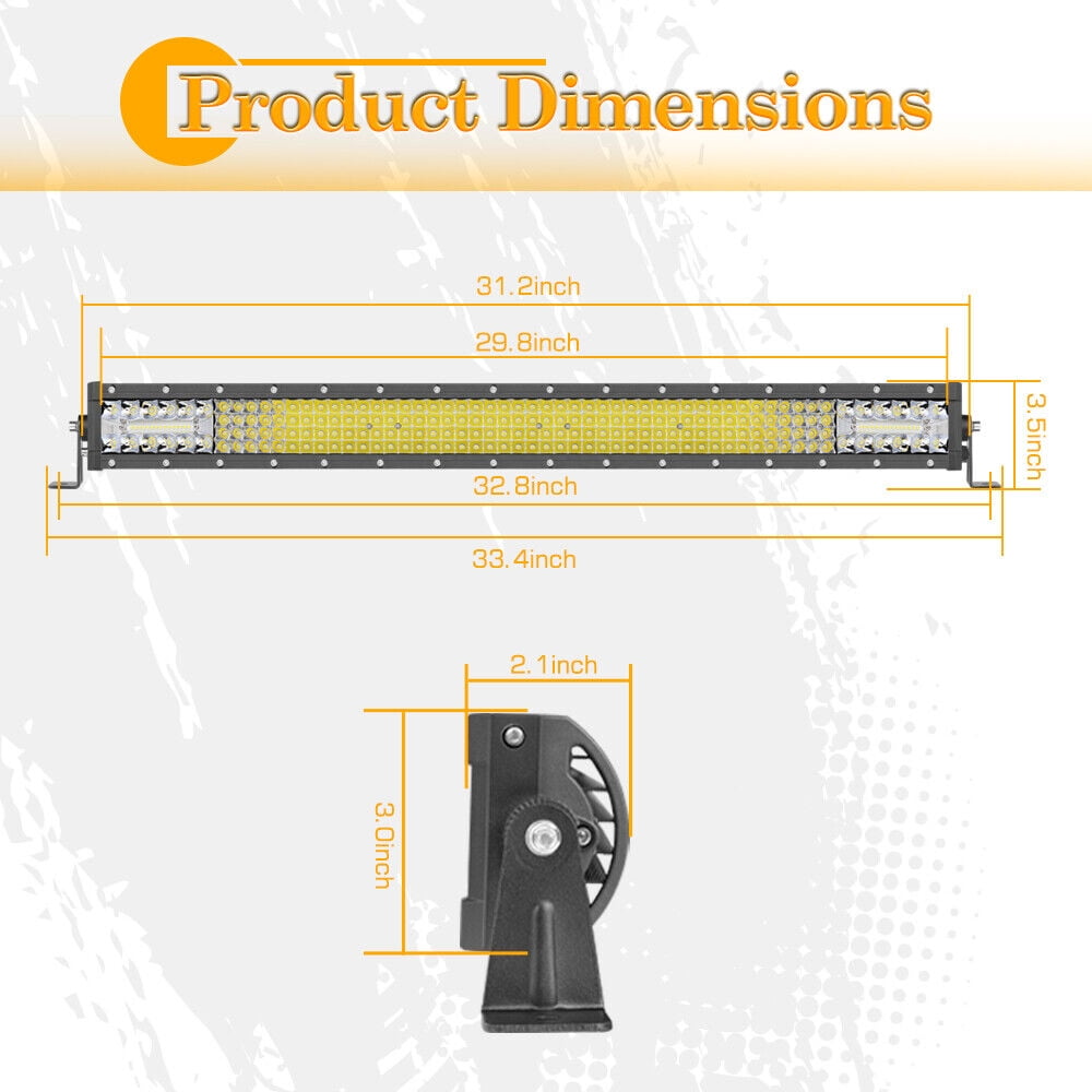 30''Inch Quad Row LED Work Light Bar Spot Flood Off Road Driving Lamp Truck US