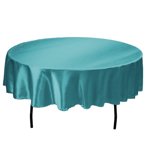 70 in. Round Satin Tablecloth Turquoise