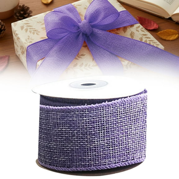 1 Roll of Imitation Linen Fabric with Wire Edge Shaping Jute Burlap Ribbon with Wire Edging 4Cm Wide X 4.6M Natural Color for Christmas Diy Crafts and Holiday Decor Multicolored