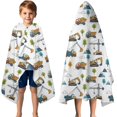 thumbnail image 3 of Cartoon Construction Vehicles Mountains Hooded Bath Towel，50"x30" for Ages 3 To 12 Kids, Quick Dry Lightweight Soft Microfiber Hood Beach Towel Cover Up for Kids, 3 of 7