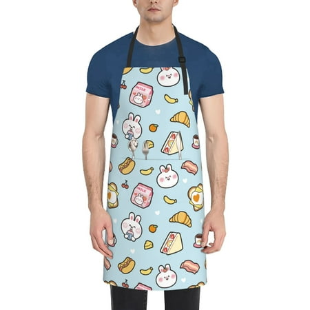 

Naloa Rabbit Burger Coffee Apron Kitchen Aprons with Pockets for Women Men Chef